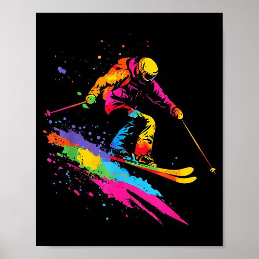 Kleurrijke skiski poster (Voorkant)