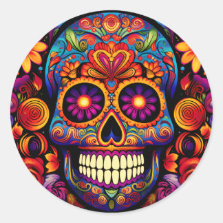 Kleurrijke Skull Art Sleutelhanger Sticker