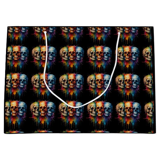 Kleurrijke Skull Art Vibrant Skulls Groot Cadeauzakje (Voorkant)