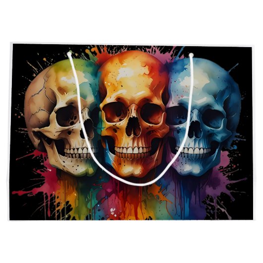 Kleurrijke Skull Art Vibrant Skulls Groot Cadeauzakje (Achterkant)