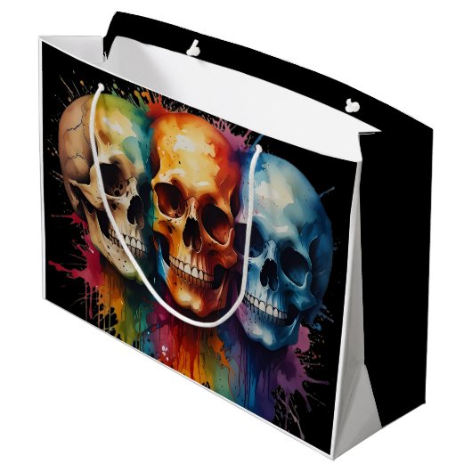 Kleurrijke Skull Art Vibrant Skulls Groot Cadeauzakje (Achterkant Gekanteld)