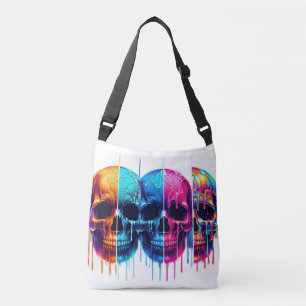 Kleurrijke Skull Symphony: een Neon Halloween Fant Crossbody Tas