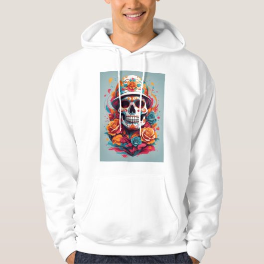 Kleurrijke Skull T-shirt Hoodie (Voorkant)
