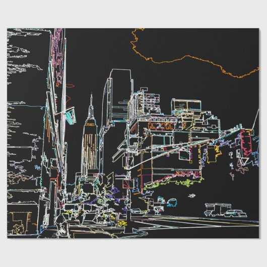 Kleurrijke skyline in Manhattan Cadeaupapier (Vlak)