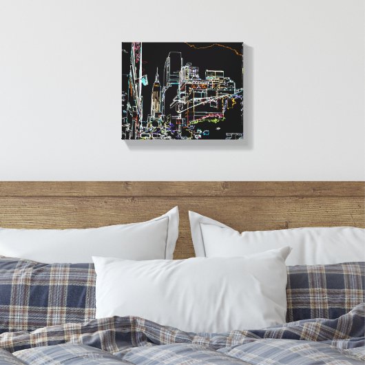 Kleurrijke skyline in Manhattan Canvas Afdruk (Insitu (Slaapkamer))