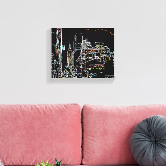 Kleurrijke skyline in Manhattan Canvas Afdruk (Insitu (Woonkamer))