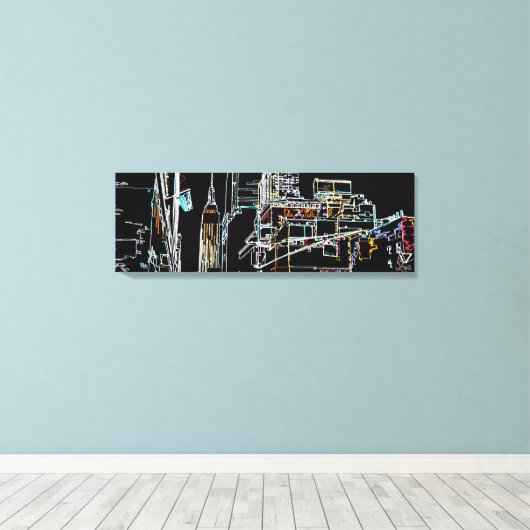 Kleurrijke skyline in Manhattan Canvas Afdruk (Insitu (Houten vloer))