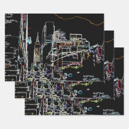 Kleurrijke skyline in Manhattan Inpakpapier Vel