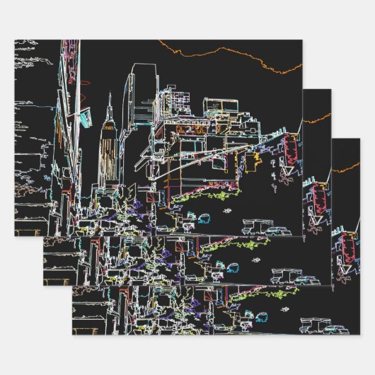 Kleurrijke skyline in Manhattan Inpakpapier Vel (Set)