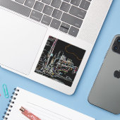 Kleurrijke skyline in Manhattan Sticker (Laptop met iPhone)