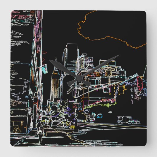 Kleurrijke skyline in Manhattan Vierkante Klok (Voorkant)