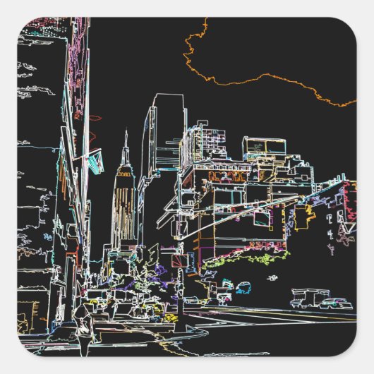 Kleurrijke skyline in Manhattan Vierkante Sticker (Voorkant)