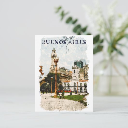 Kleurrijke skyline van Buenos Aires Argentinië Briefkaart (Staand voorkant)