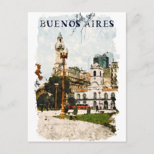 Kleurrijke skyline van Buenos Aires Argentinië Briefkaart (Voorkant)