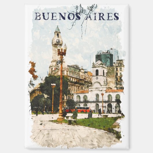 Kleurrijke skyline van Buenos Aires Argentinië Magneet (Voorkant)