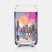 Kleurrijke skyline van Chicago Blikvorm Glas (Voorkant)