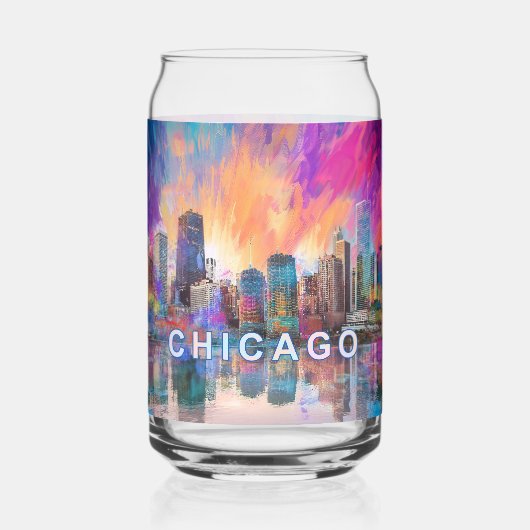 Kleurrijke skyline van Chicago Blikvorm Glas (Achterkant)