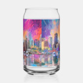 Kleurrijke skyline van Chicago Blikvorm Glas (Links)