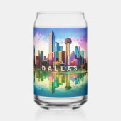 Kleurrijke skyline van Dallas Blikvorm Glas (Voorkant)