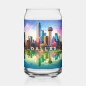 Kleurrijke skyline van Dallas Blikvorm Glas (Achterkant)