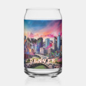 Kleurrijke skyline van Denver Blikvorm Glas (Voorkant)