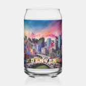 Kleurrijke skyline van Denver Blikvorm Glas (Achterkant)
