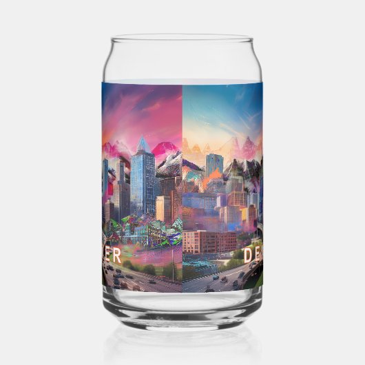 Kleurrijke skyline van Denver Blikvorm Glas (Rechts)
