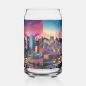 Kleurrijke skyline van Denver Blikvorm Glas (Links)