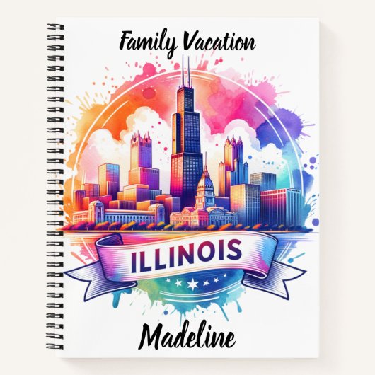 Kleurrijke skyline van Illinois reflecties Notitieboek (Voorkant)