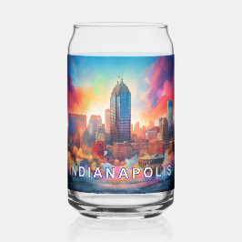 Kleurrijke skyline van Indianapolis Blikvorm Glas