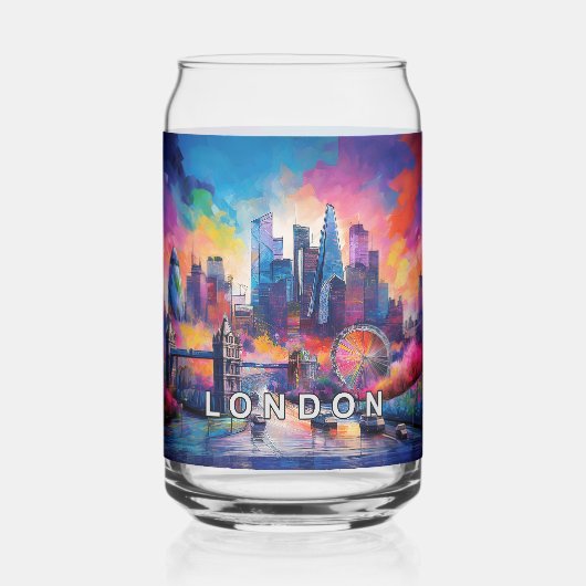 Kleurrijke skyline van Londen Blikvorm Glas (Achterkant)