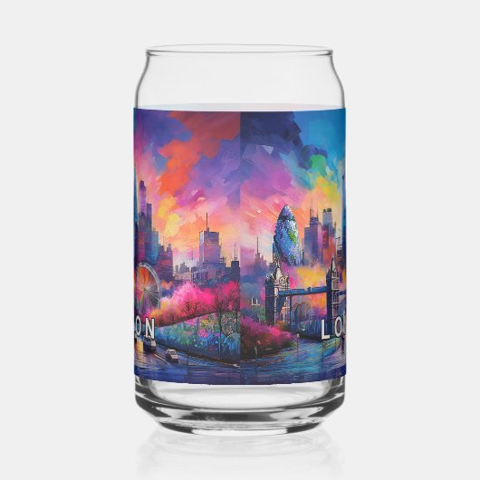 Kleurrijke skyline van Londen Blikvorm Glas (Links)