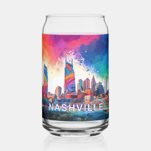 Kleurrijke skyline van Nashville Blikvorm Glas