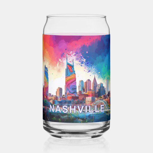 Kleurrijke skyline van Nashville Blikvorm Glas (Achterkant)