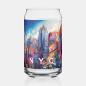 Kleurrijke skyline van New York City Blikvorm Glas (Voorkant)