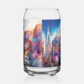 Kleurrijke skyline van New York City Blikvorm Glas (Rechts)