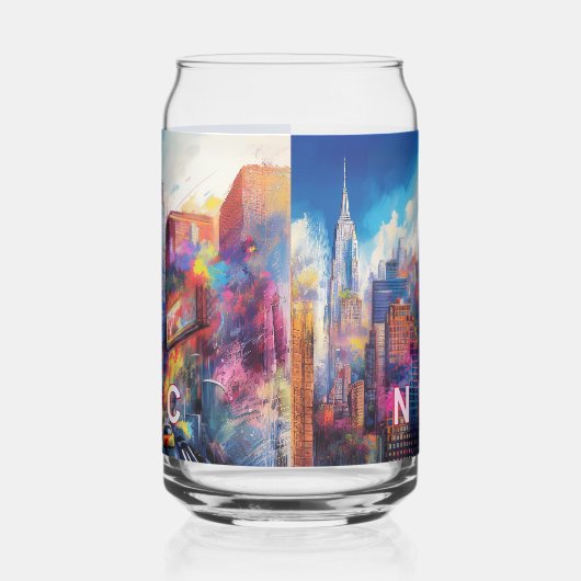 Kleurrijke skyline van New York City Blikvorm Glas (Links)