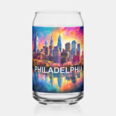 Kleurrijke skyline van Philadelphia Blikvorm Glas (Achterkant)