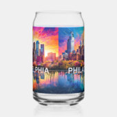 Kleurrijke skyline van Philadelphia Blikvorm Glas (Rechts)