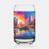Kleurrijke skyline van Philadelphia Blikvorm Glas (Links)