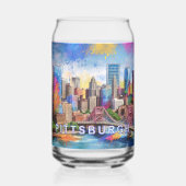 Kleurrijke skyline van Pittsburgh Blikvorm Glas (Voorkant)