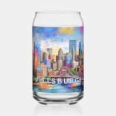 Kleurrijke skyline van Pittsburgh Blikvorm Glas (Achterkant)