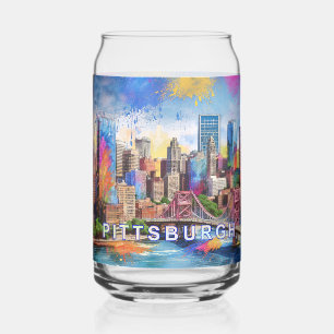 Kleurrijke skyline van Pittsburgh Blikvorm Glas
