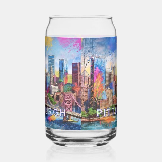 Kleurrijke skyline van Pittsburgh Blikvorm Glas (Rechts)