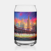 Kleurrijke skyline van San Francisco Blikvorm Glas (Voorkant)