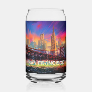 Kleurrijke skyline van San Francisco Blikvorm Glas