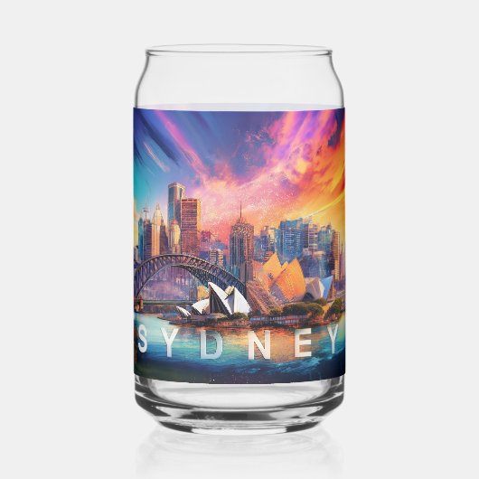 Kleurrijke skyline van Sydney Blikvorm Glas (Voorkant)
