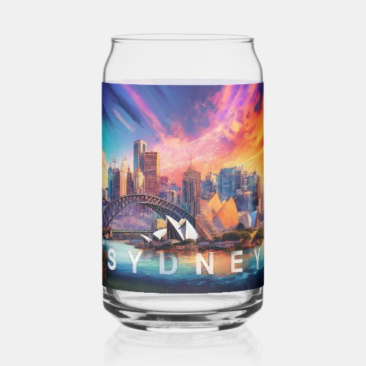 Kleurrijke skyline van Sydney Blikvorm Glas (Achterkant)