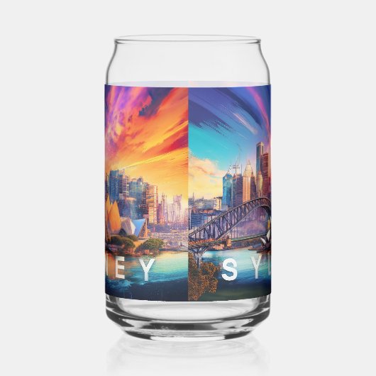 Kleurrijke skyline van Sydney Blikvorm Glas (Links)