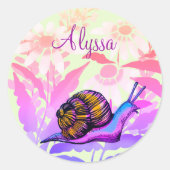 kleurrijke slak ronde sticker (Voorkant)